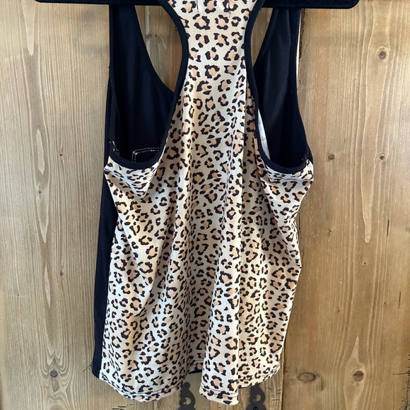 Tank top, black and leopard print with bling size medium - Picture 3 of 4